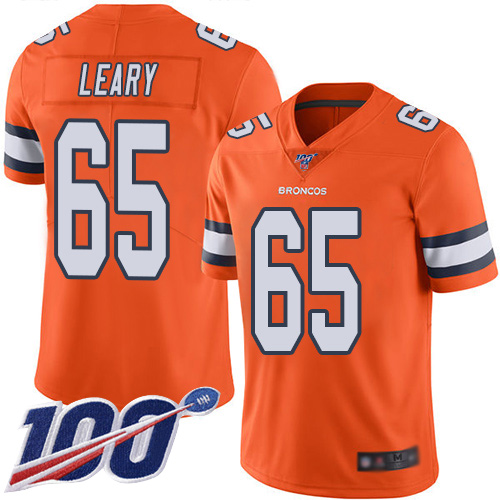 Men Denver Broncos 65 Ronald Leary Limited Orange Rush Vapor Untouchable 100th Season Football NFL Jersey